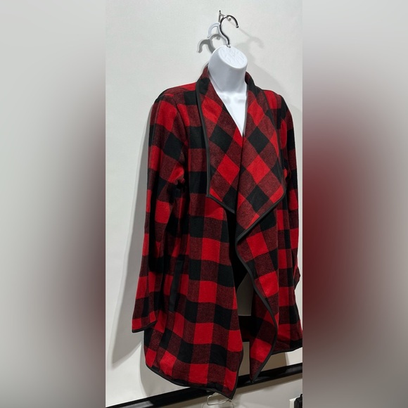 Bluivy Red and Black Plaid Open Front Cardigan Women’s Size S/M New With Tags - Picture 2 of 7